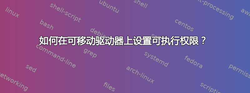 如何在可移动驱动器上设置可执行权限？