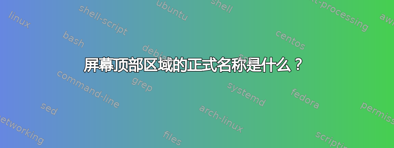 屏幕顶部区域的正式名称是什么？