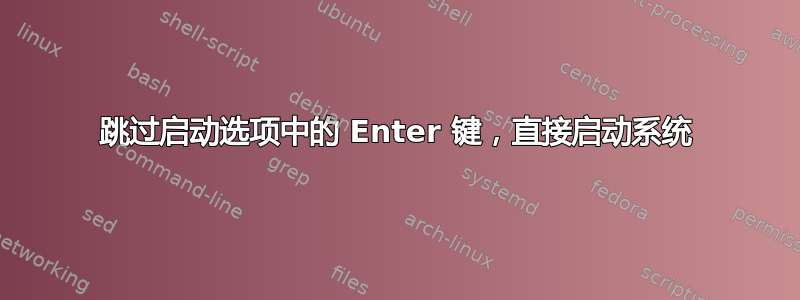 跳过启动选项中的 Enter 键，直接启动系统