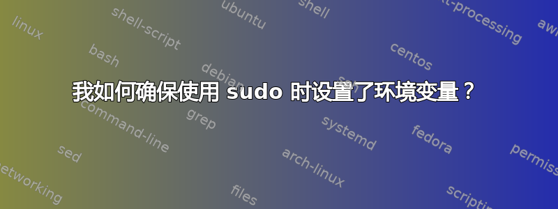 我如何确保使用 sudo 时设置了环境变量？