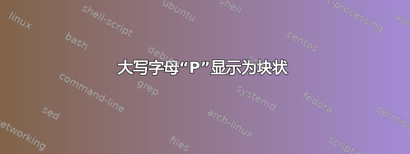 大写字母“P”显示为块状