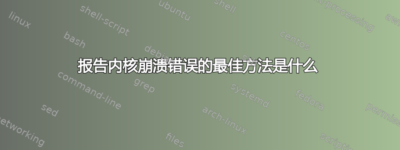 报告内核崩溃错误的最佳方法是什么