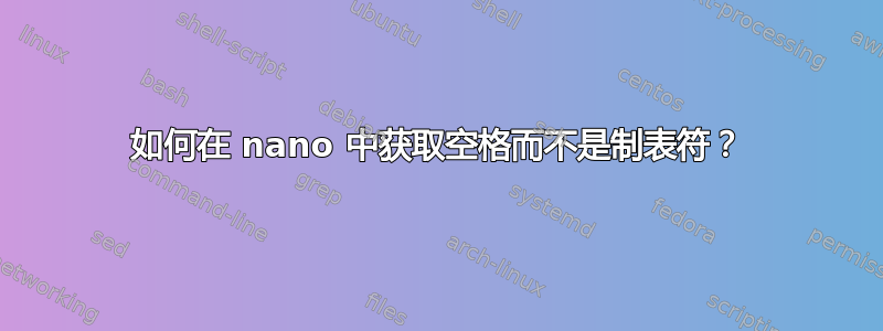 如何在 nano 中获取空格而不是制表符？