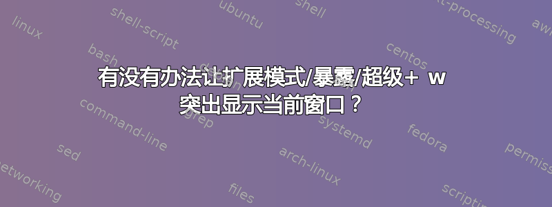 有没有办法让扩展模式/暴露/超级+ w 突出显示当前窗口？