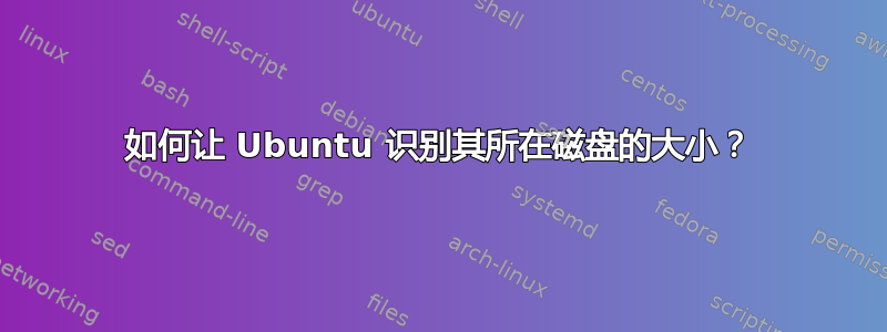 如何让 Ubuntu 识别其所在磁盘的大小？