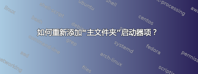 如何重新添加“主文件夹”启动器项？