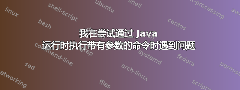 我在尝试通过 Java 运行时执行带有参数的命令时遇到问题