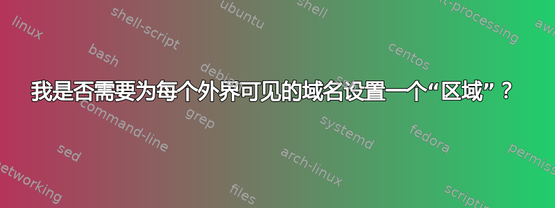 我是否需要为每个外界可见的域名设置一个“区域”？