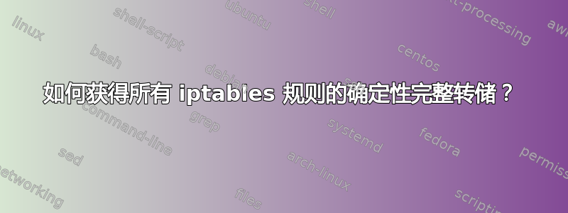 如何获得所有 iptables 规则的确定性完整转储？