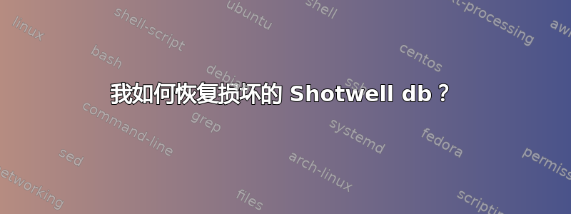 我如何恢复损坏的 Shotwell db？