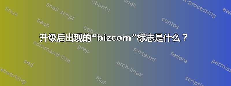 升级后出现的“bizcom”标志是什么？