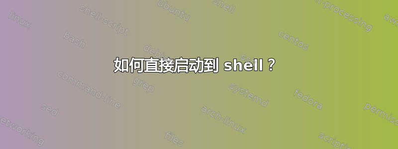 如何直接启动到 shell？