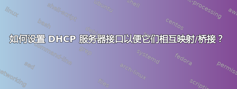 如何设置 DHCP 服务器接口以便它们相互映射/桥接？