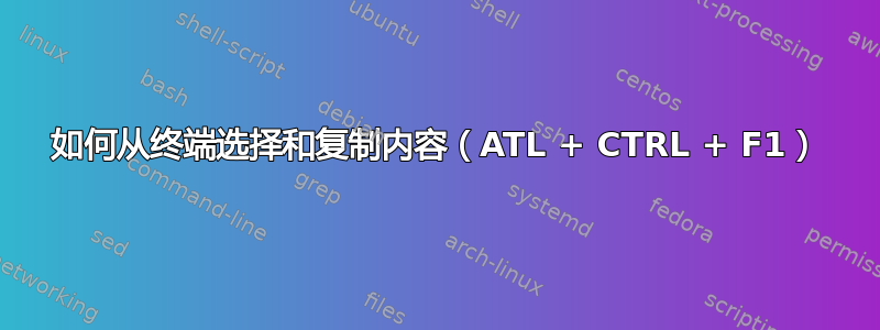 如何从终端选择和复制内容（ATL + CTRL + F1）