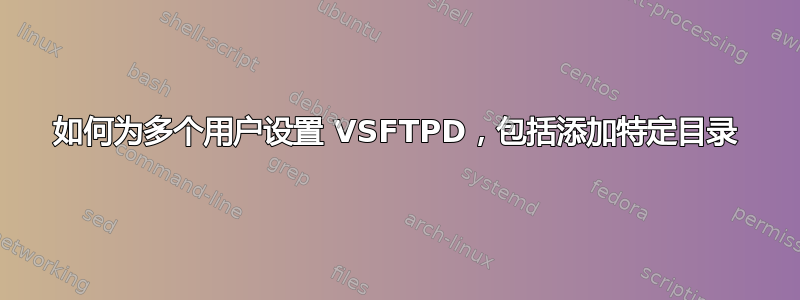 如何为多个用户设置 VSFTPD，包括添加特定目录