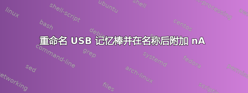 重命名 USB 记忆棒并在名称后附加 nA