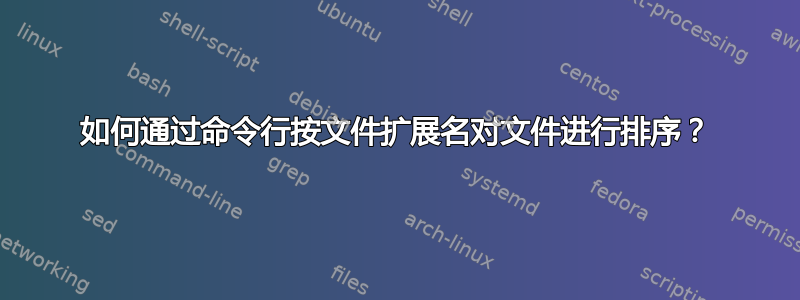 如何通过命令行按文件扩展名对文件进行排序？