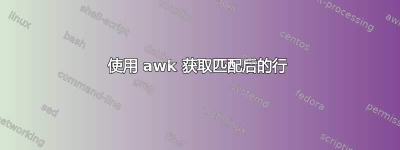 使用 awk 获取匹配后的行