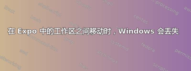 在 Expo 中的工作区之间移动时，Windows 会丢失 