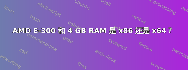 AMD E-300 和 4 GB RAM 是 x86 还是 x64？