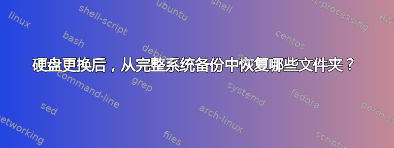 硬盘更换后，从完整系统备份中恢复哪些文件夹？