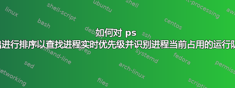 如何对 ps 输出进​​行排序以查找进程实时优先级并识别进程当前占用的运行队列