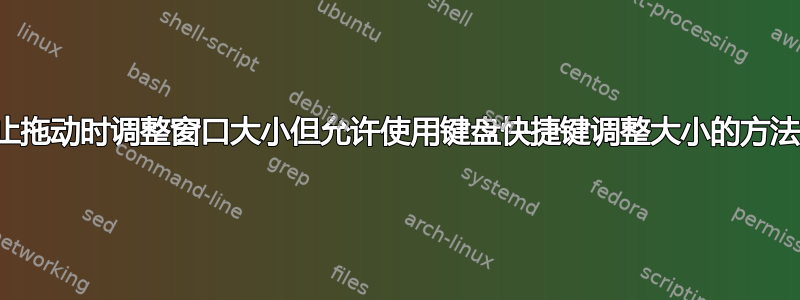 禁止拖动时调整窗口大小但允许使用键盘快捷键调整大小的方法？