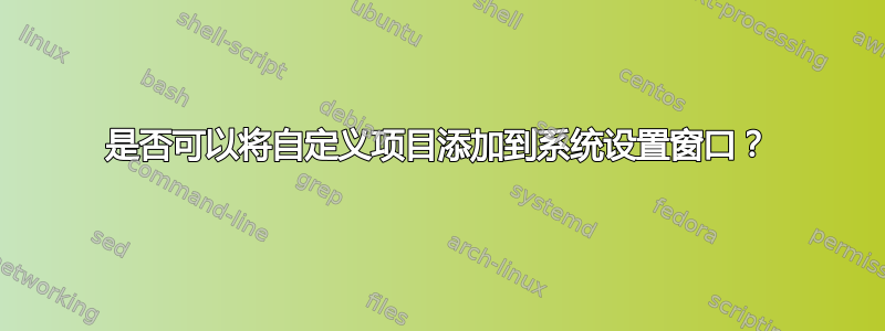 是否可以将自定义项目添加到系统设置窗口？