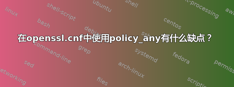 在openssl.cnf中使用policy_any有什么缺点？