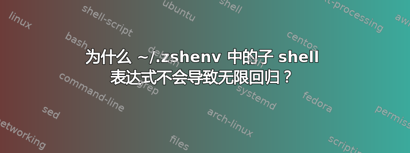 为什么 ~/.zshenv 中的子 shell 表达式不会导致无限回归？