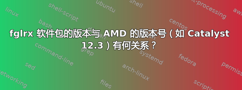 fglrx 软件包的版本与 AMD 的版本号（如 Catalyst 12.3）有何关系？