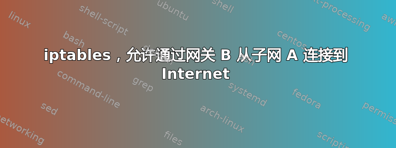 iptables，允许通过网关 B 从子网 A 连接到 Internet