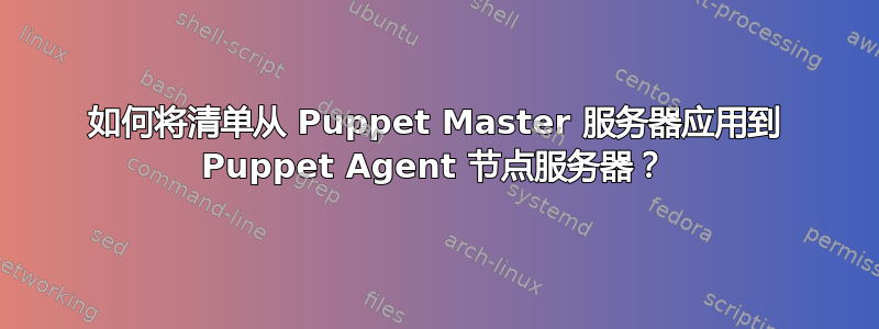 如何将清单从 Puppet Master 服务器应用到 Puppet Agent 节点服务器？