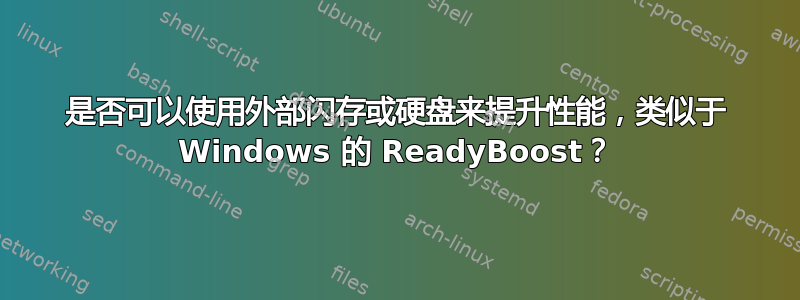 是否可以使用外部闪存或硬盘来提升性能，类似于 Windows 的 ReadyBoost？