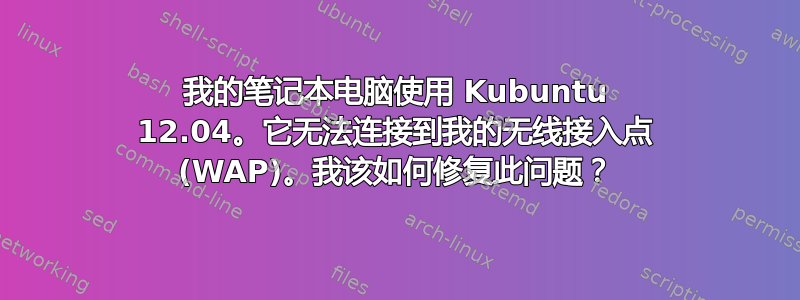 我的笔记本电脑使用 Kubuntu 12.04。它无法连接到我的无线接入点 (WAP)。我该如何修复此问题？