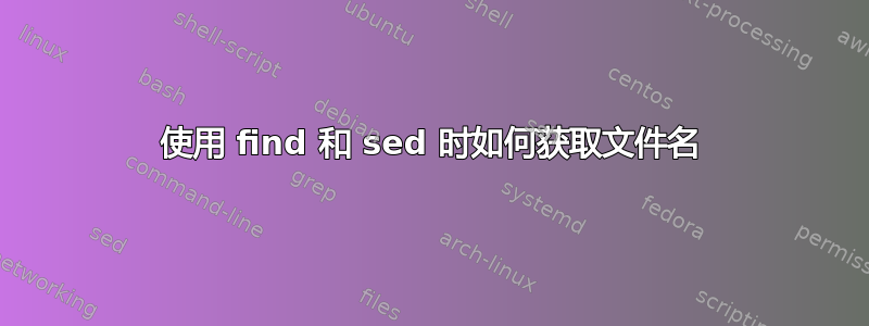 使用 find 和 sed 时如何获取文件名