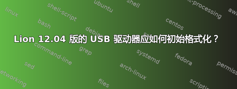 Lion 12.04 版的 USB 驱动器应如何初始格式化？