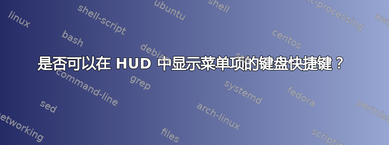 是否可以在 HUD 中显示菜单项的键盘快捷键？