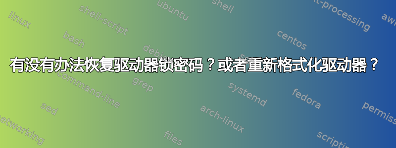 有没有办法恢复驱动器锁密码？或者重新格式化驱动器？