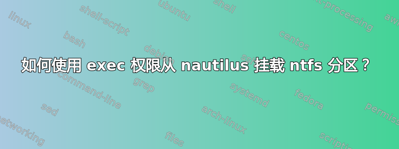 如何使用 exec 权限从 nautilus 挂载 ntfs 分区？