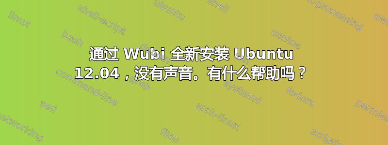 通过 Wubi 全新安装 Ubuntu 12.04，没有声音。有什么帮助吗？