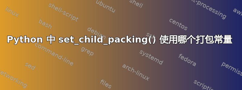 Python 中 set_child_packing() 使用哪个打包常量