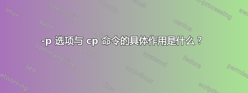 -p 选项与 cp 命令的具体作用是什么？