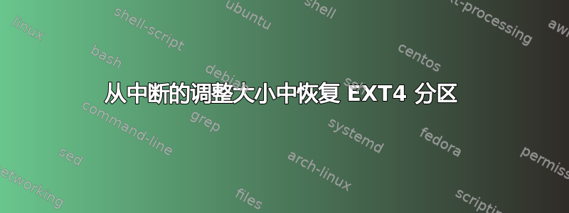 从中断的调整大小中恢复 EXT4 分区