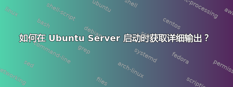 如何在 Ubuntu Server 启动时获取详细输出？