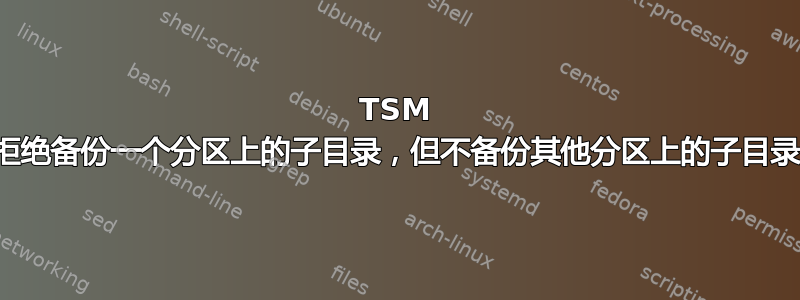 TSM 拒绝备份一个分区上的子目录，但不备份其他分区上的子目录