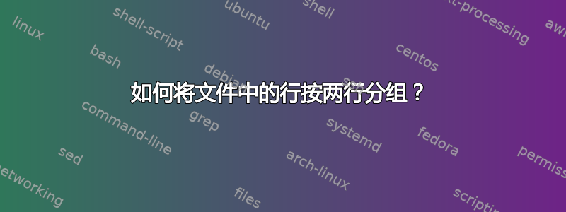 如何将文件中的行按两行分组？