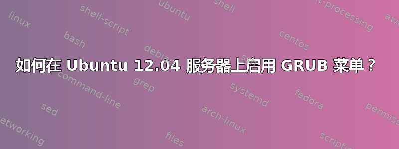 如何在 Ubuntu 12.04 服务器上启用 GRUB 菜单？