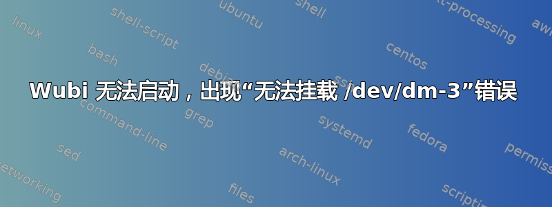 Wubi 无法启动，出现“无法挂载 /dev/dm-3”错误