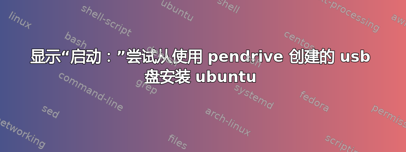 显示“启动：”尝试从使用 pendrive 创建的 usb 盘安装 ubuntu